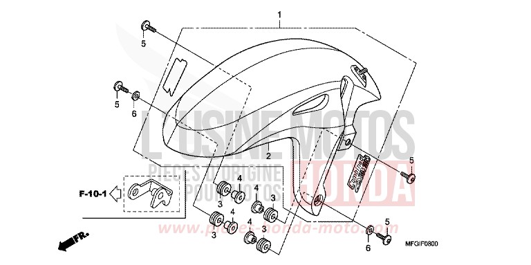 FRONT FENDER for CB600F Hornet PEARL COOL WHITE (NHA16) from 2011